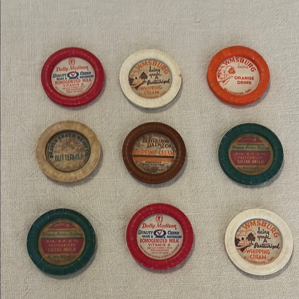 Vintage Milk Bottle Caps Collection - Multicolor